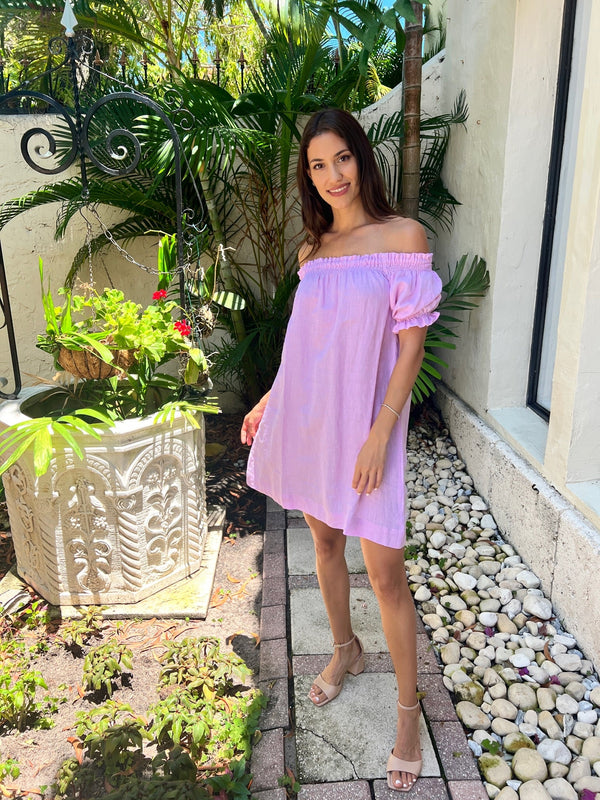 Linen Susanna off the Shoulder Dress by Marina St Barth from Marina St Barth