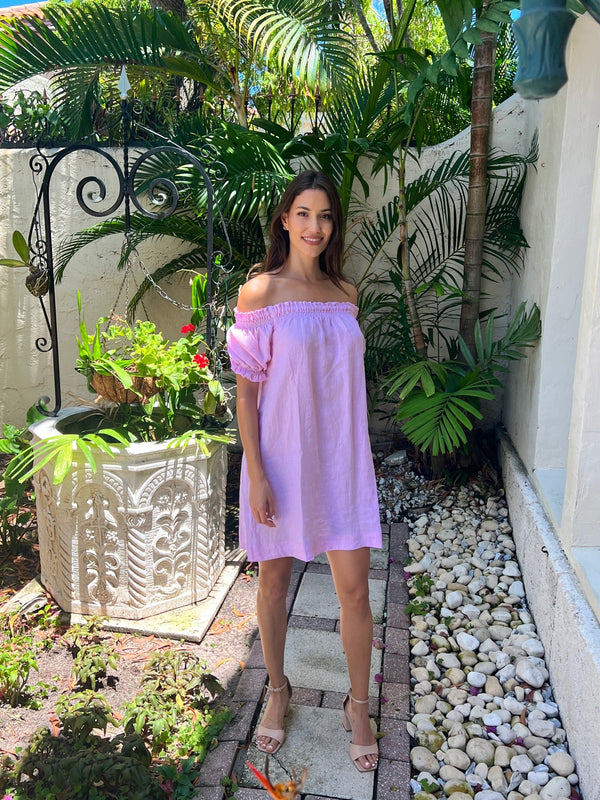 Linen Susanna off the Shoulder Dress by Marina St Barth from Marina St Barth