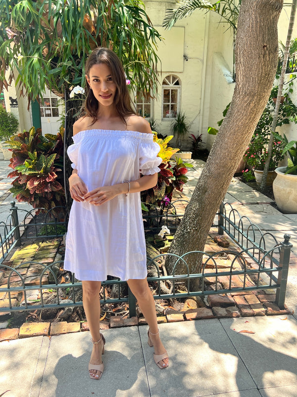 Linen Susanna off the Shoulder Dress by Marina St Barth from Marina St Barth