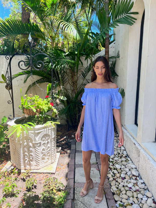 Linen Susanna off the Shoulder Dress by Marina St Barth from Marina St Barth