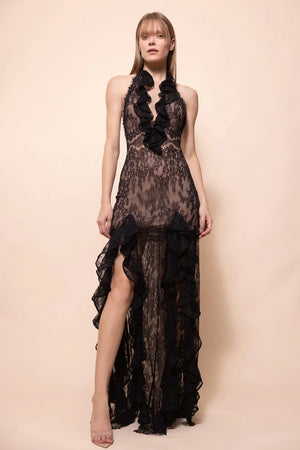 Bianca Lace Deep V Gown