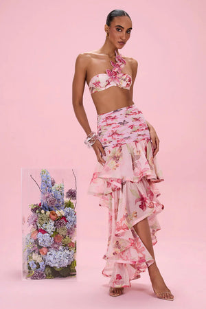Orchid Bloom Chiffon Maxi Skirt by PatBo from Marina St Barth