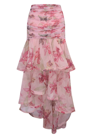 Orchid Bloom Chiffon Maxi Skirt by PatBo from Marina St Barth
