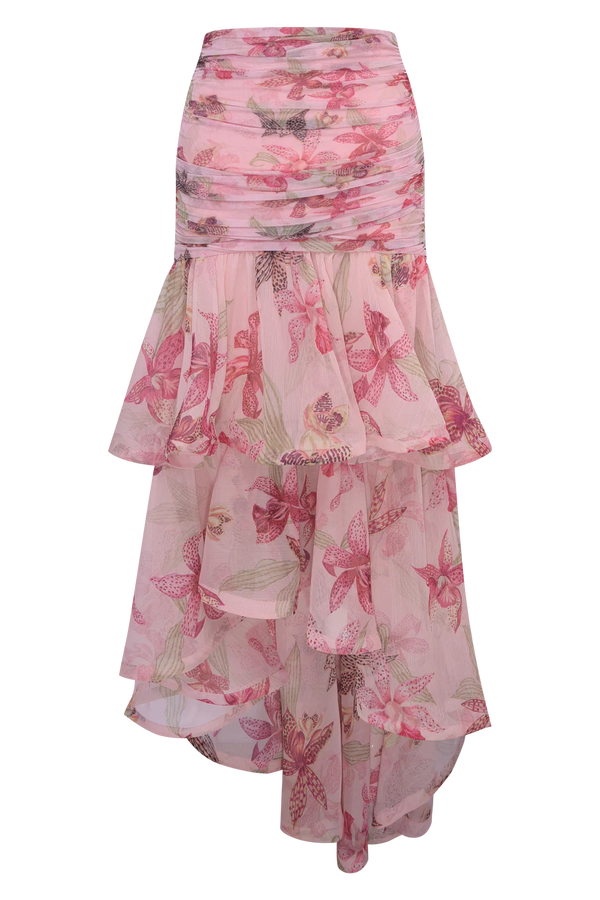 Orchid Bloom Chiffon Maxi Skirt by PatBo from Marina St Barth