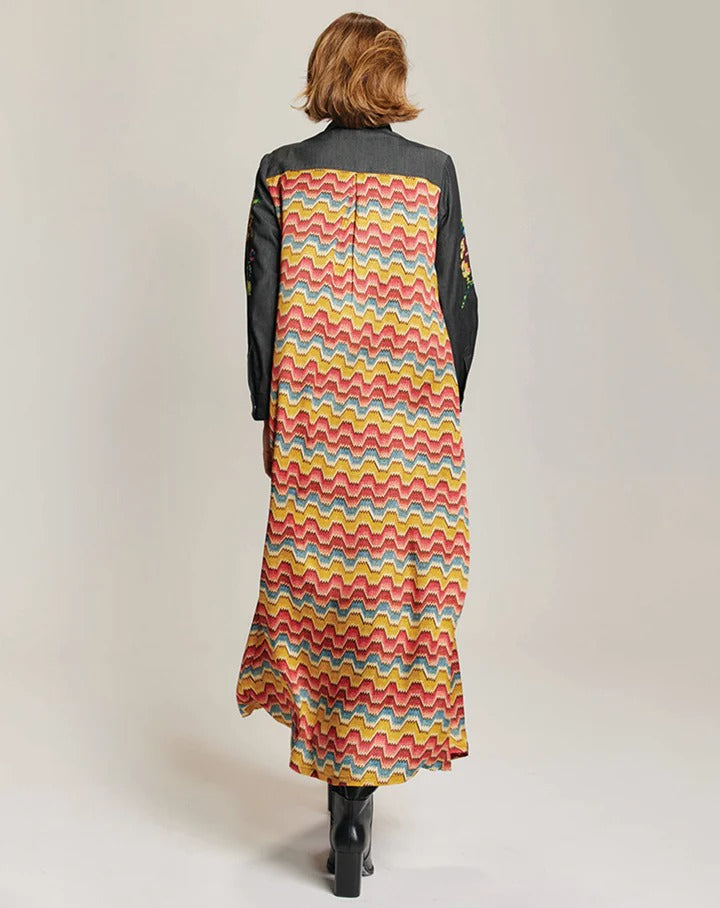 Me369 Elena Black Denim Shirt Dress