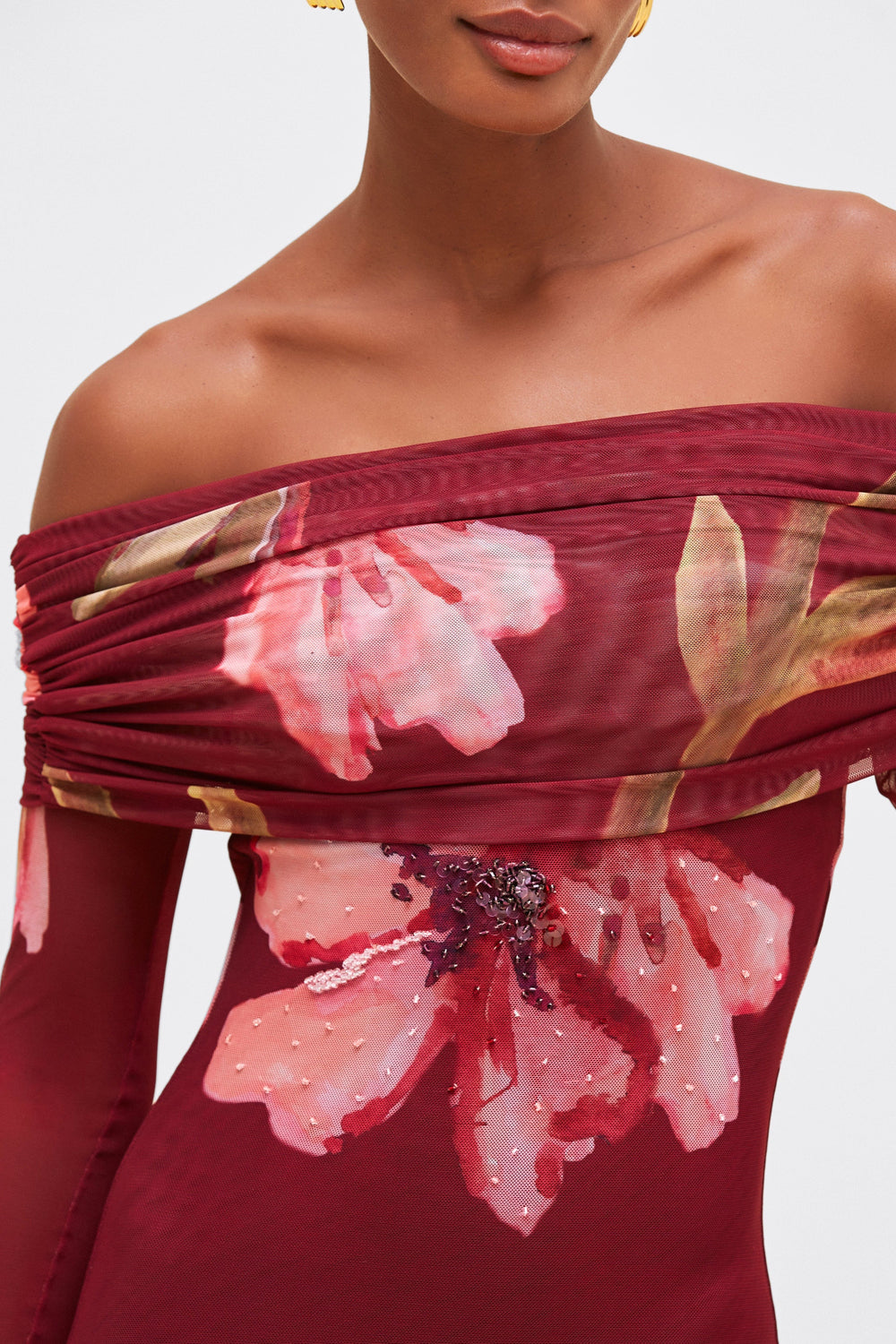 PatBo Delicata Tulle Maxi Dress