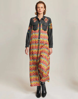 Me369 Elena Black Denim Shirt Dress