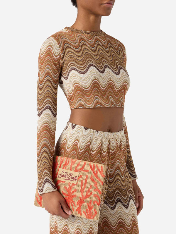 Jute Pouch with Embroidered Coral Pattern by MC2 ST BARTH from Marina St Barth