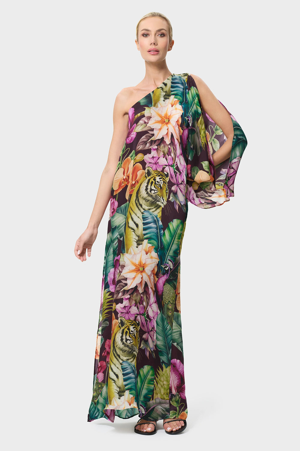 Niluu Farrah Calypso One Shoulder Maxi Dress