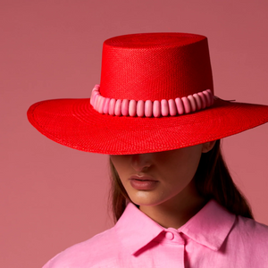 Ecuador Raku Wide Brim Scarlet & Bubblegum Pink by Artesano from Marina St Barth