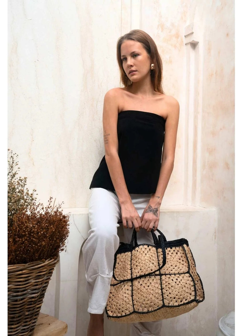 Carrey Raffia Tote Bag