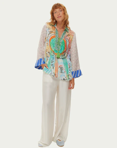 Mia Runic Whisper String Tie Blouse by Me 369 from Marina St Barth