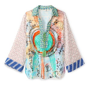 Mia Runic Whisper String Tie Blouse by Me 369 from Marina St Barth
