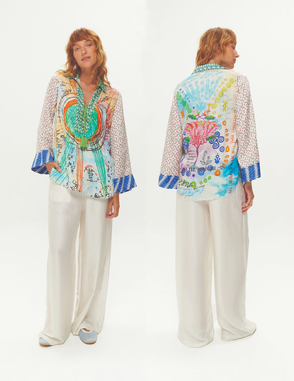 Mia Runic Whisper String Tie Blouse by Me 369 from Marina St Barth