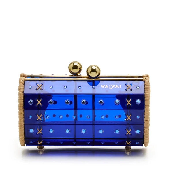 Clutch Strass Gold Blue by Waiwai from Marina St Barth