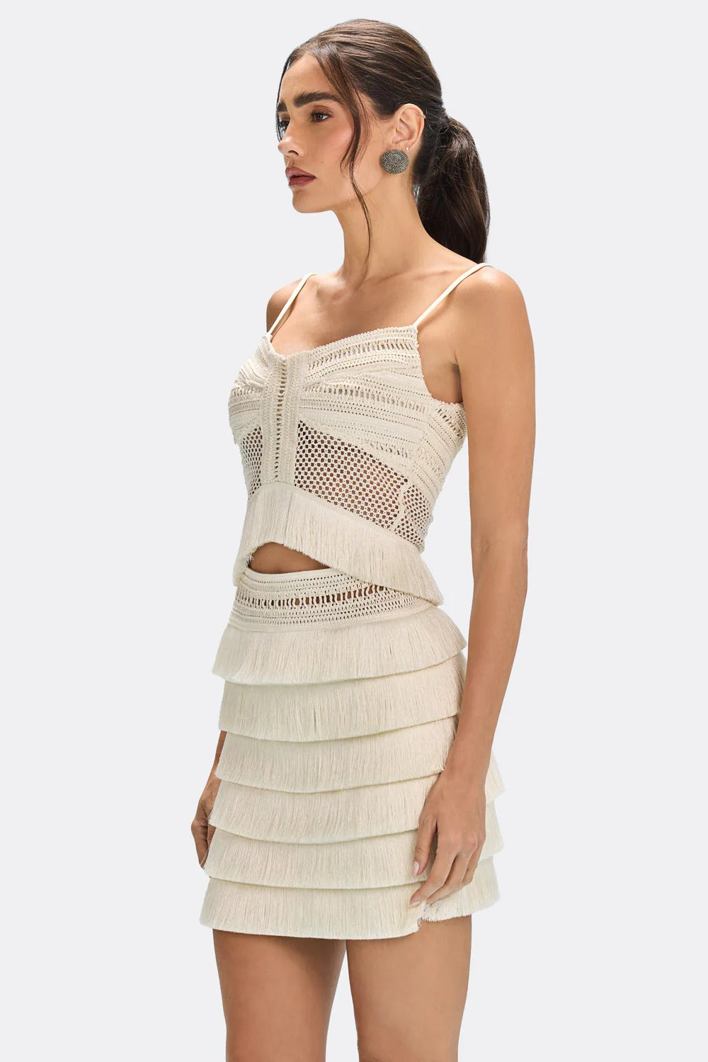 PatBo Radiant Fringe Mini Skirt