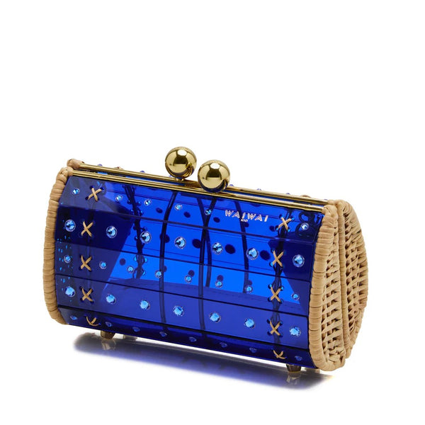 Clutch Strass Gold Blue by Waiwai from Marina St Barth