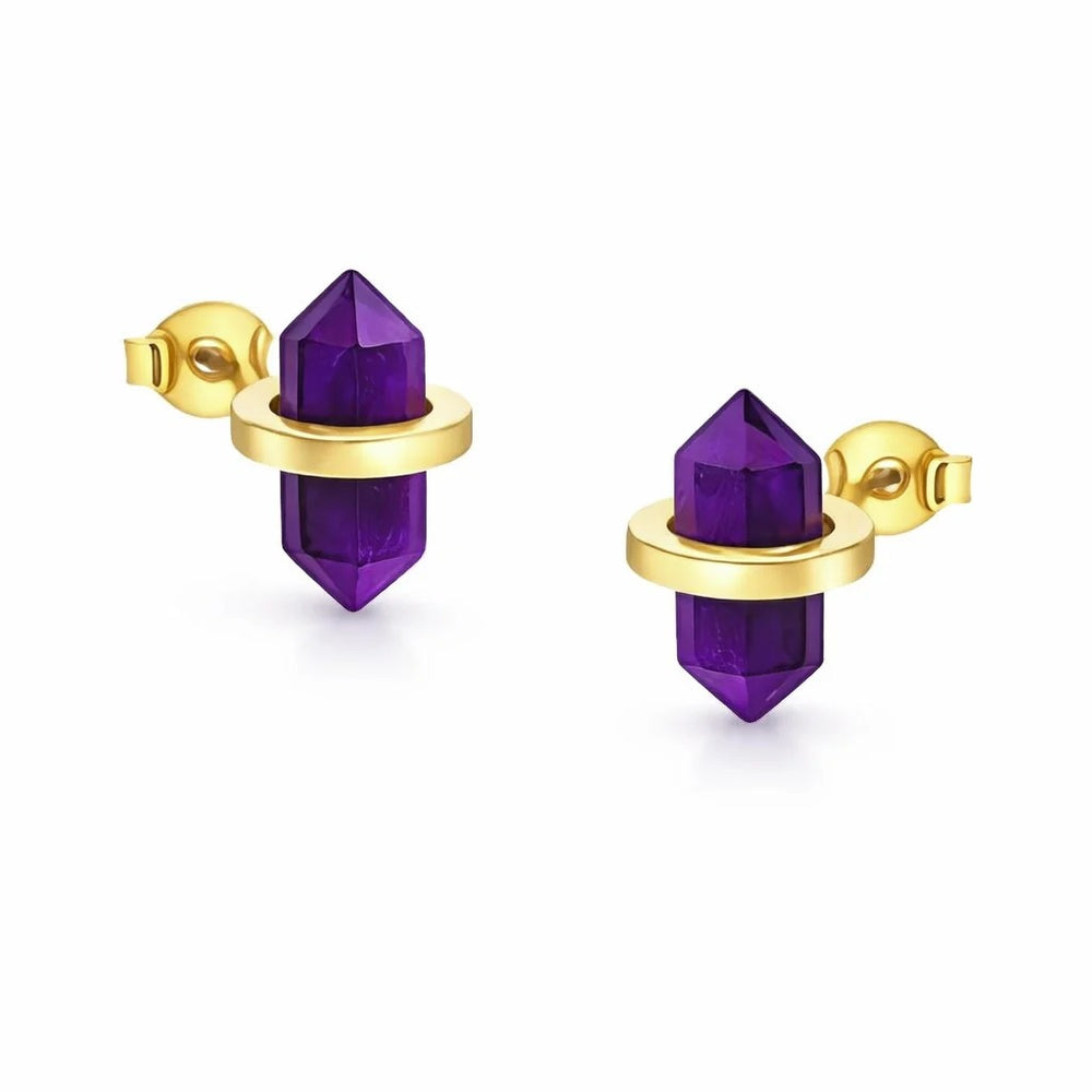 Amethyst Crystal Stud Earrings by Nayla from Marina St Barth