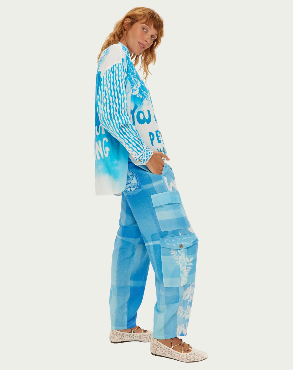 Kai Indigo Belted Cargo Pant