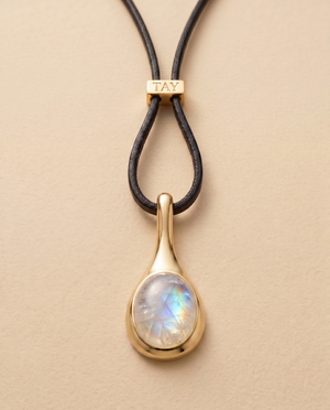 Tay Rainbow Moonstone Set Droplet Pendant