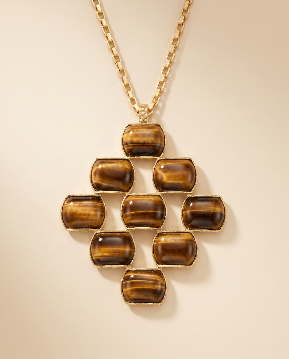 Tay Tiger's Eye set Brick Pendant by Tay from Marina St Barth