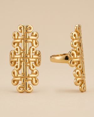 Tay Coptic Motif Panel Ring