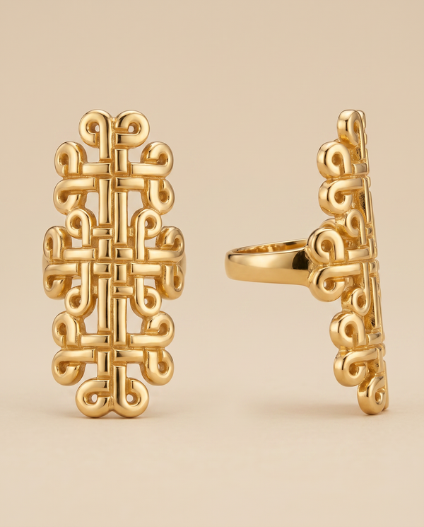 Tay Coptic Motif Panel Ring