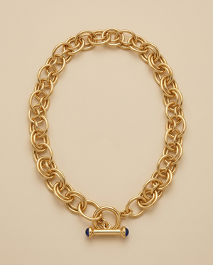 Tay Fancy Link Gold Necklace with Kyanite set Toggle clasp
