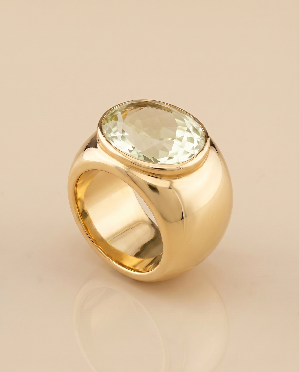 Tay Pale Lemon Quartz Set Tapered Tube Ring by Tay from Marina St Barth