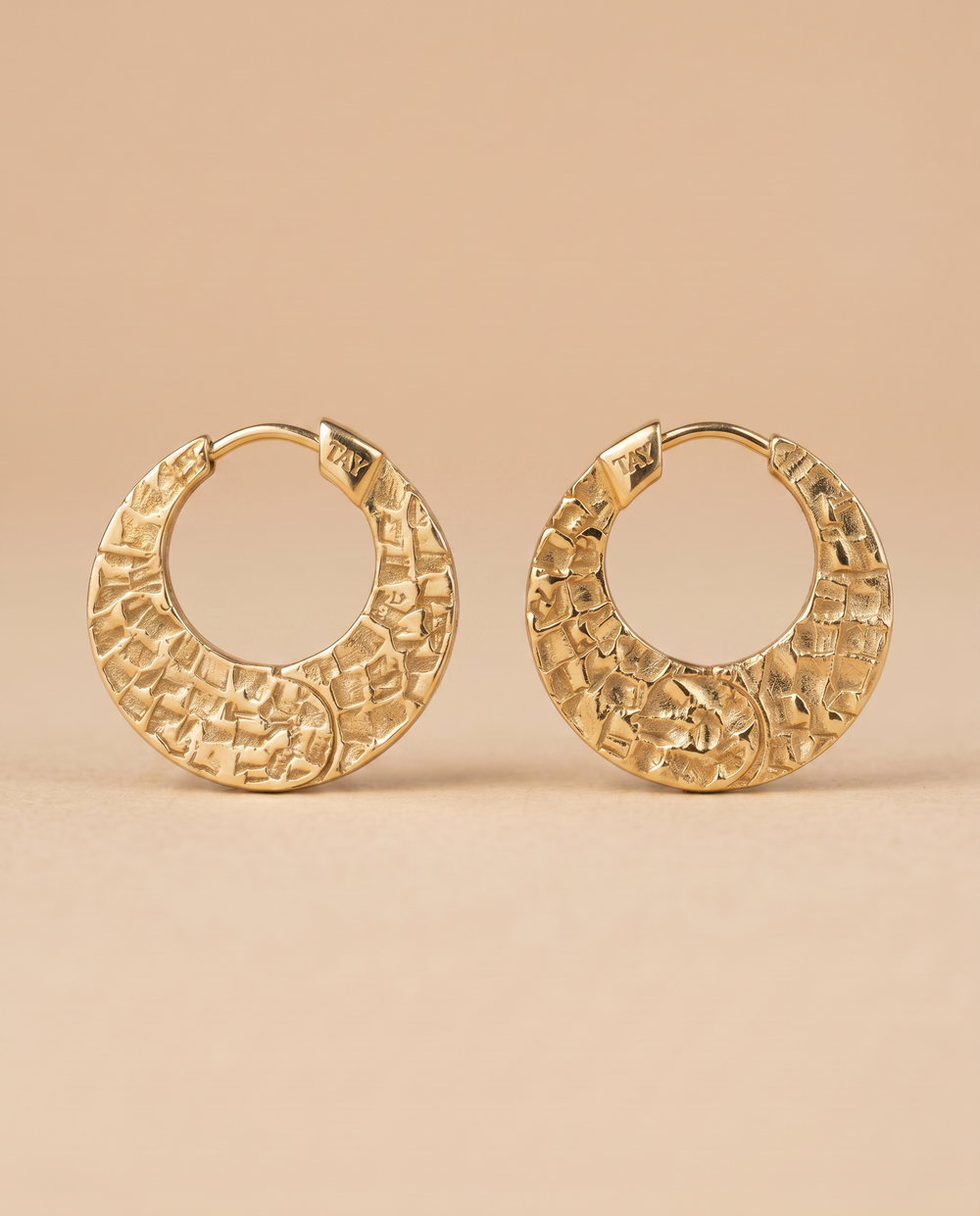 Tay Small Chiselled Earhoops Gold by Tay from Marina St Barth