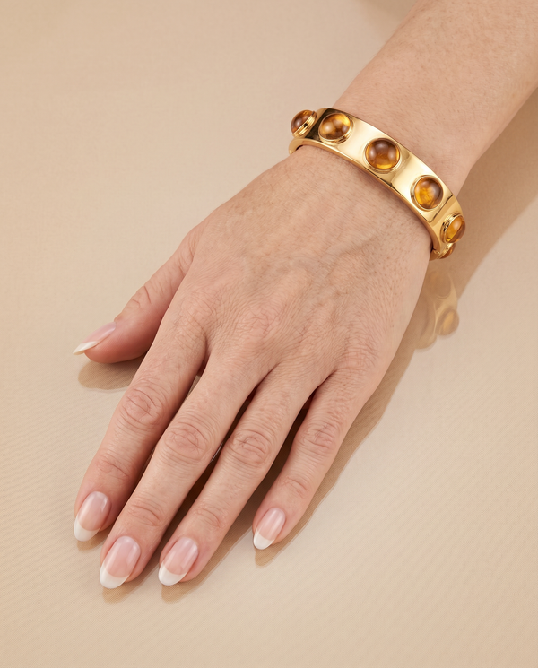 Tay Cabochon Citrine Set Hinged Cuff