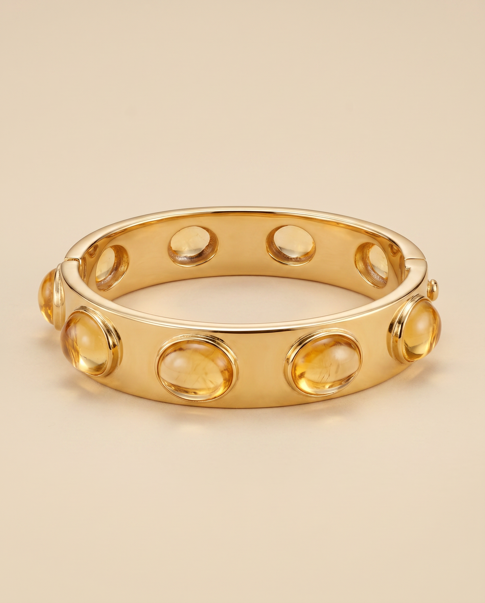 Tay Cabochon Citrine Set Hinged Cuff