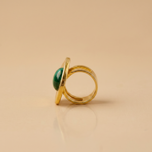 Tay Malachite Set Ovoid Panel Ring