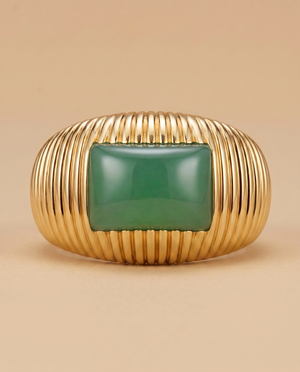 Tay Green Onyx Set Flared Wirewrap Ring