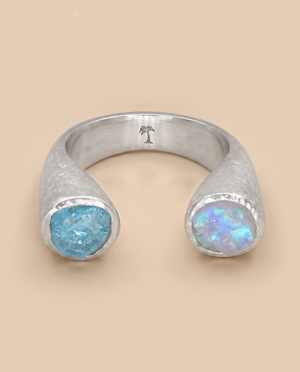 Lassanai Aquamarine & Moonstone Stargazer Ring Gold