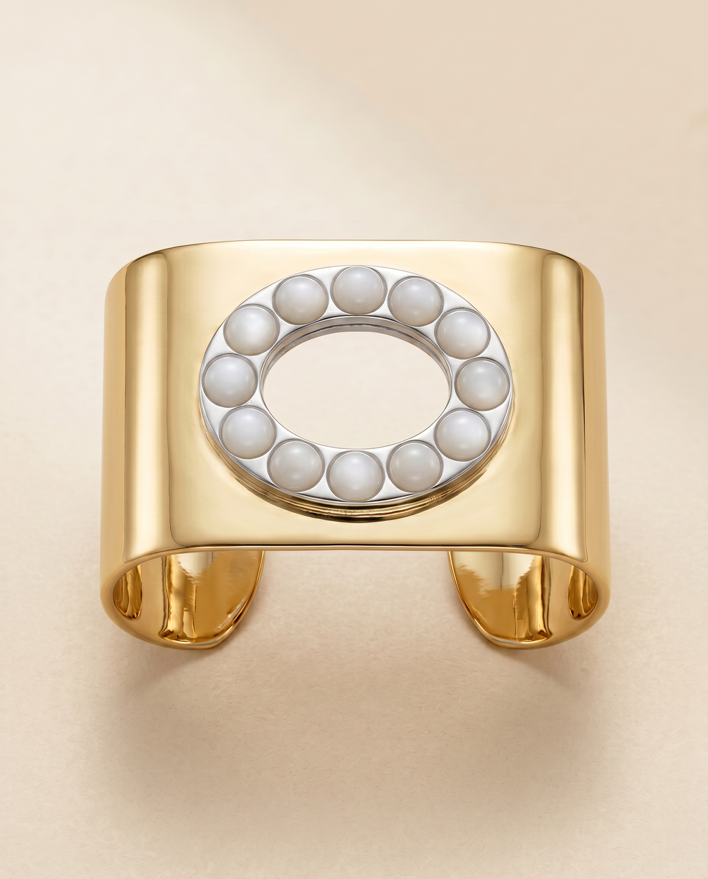Tay White Onyx Set Clockface Square Cuff by Tay from Marina St Barth