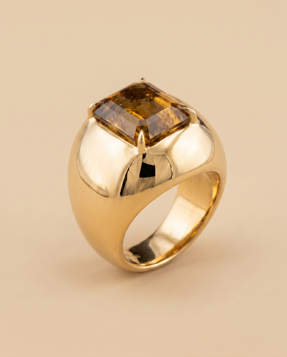 Tay Whiskey Quartz Set Polished Bombe Ring by Tay from Marina St Barth