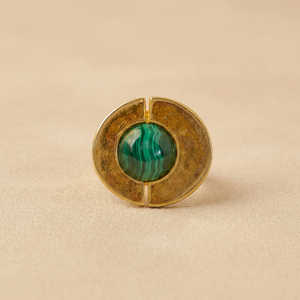 Tay Malachite Set Ovoid Panel Ring