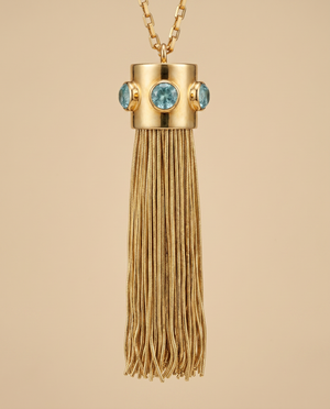 Tay Aquamarine Set Studio 54 Chain Tassels pendant