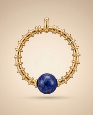 Tay Lapis Lazuli Bead Ribbed O Pendant