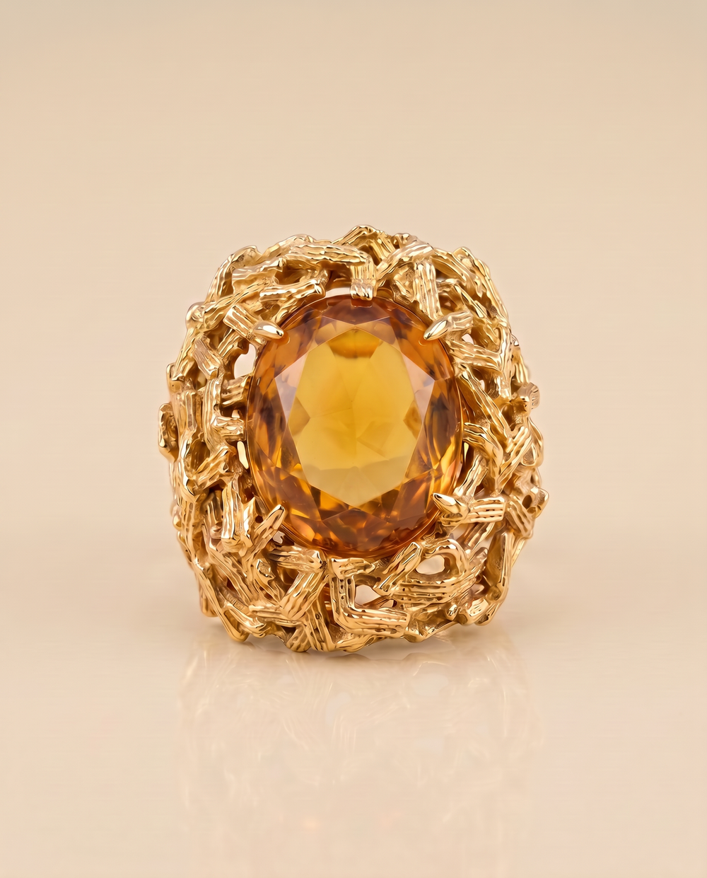 Tay Citrine Set Abstract Stick Ring