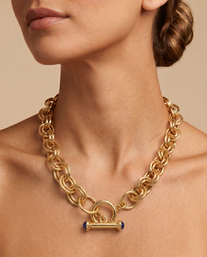 Tay Fancy Link Gold Necklace with Kyanite set Toggle clasp