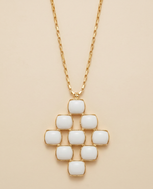 Tay White Onyx Set Brick Pendant