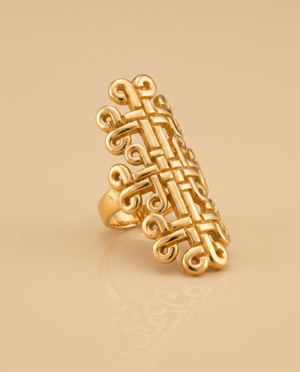 Tay Coptic Motif Panel Ring