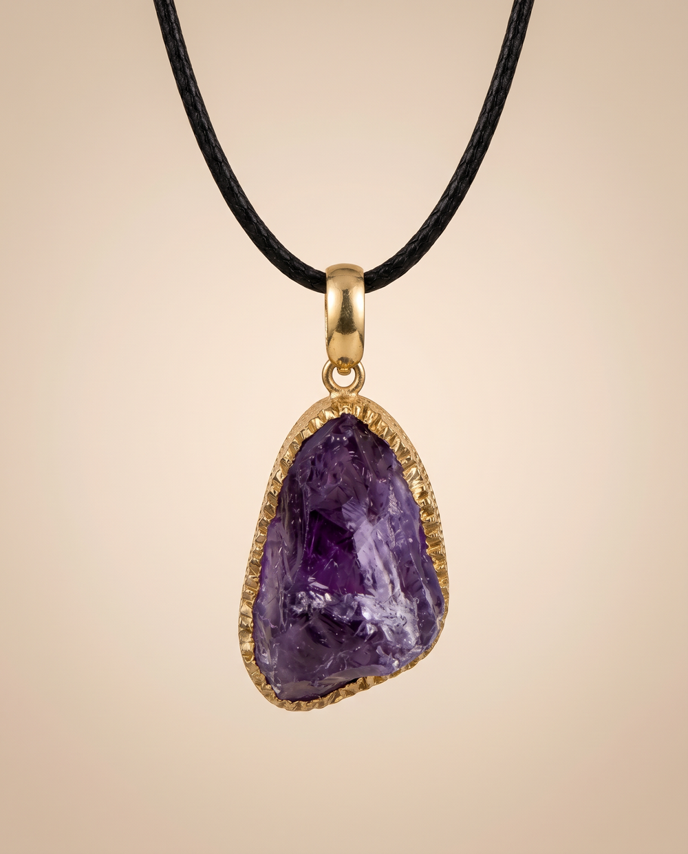 Lassanai Amethyst Pendant with Leather Strap