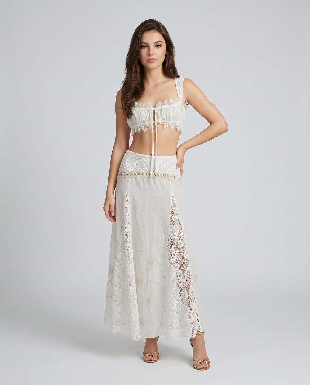 Skirt Lace Claudia Cotton Ecru ref 278J by Capuccino from Marina St Barth