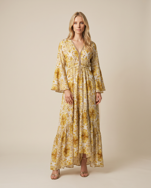Anna Dress Yellow Mosaic by Baccio Couture from Marina St Barth