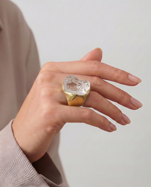 Lassanai Clear Quartz Big Boss Ring Gold