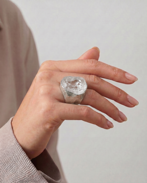 Lassanai Clear Quartz Big Boss Ring Silver by Lassanai from Marina St Barth