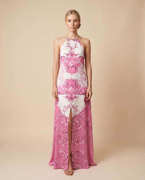 Alesa Chaina silk white and pink by Baccio Couture from Marina St Barth